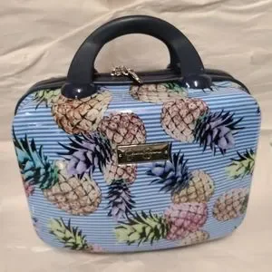 Jessica Simpson Bags Jessica Simpson Pineapple Blue White Stripe Hardcase Toiletry Luggage Poshmark